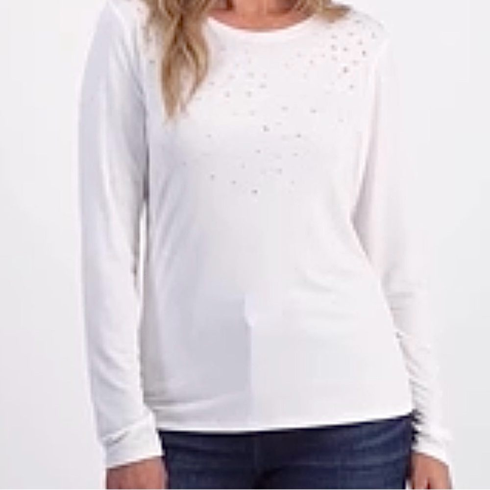 I.N.C. International Concepts Women's Raining Crystals Long-Sleeve Top. XL